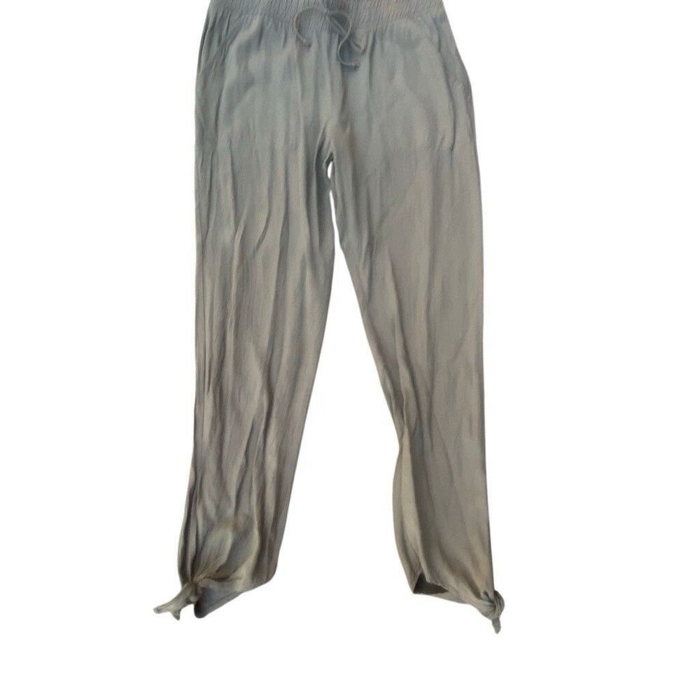 Socialite Women’s Lightweight Linen Jogger Pants Small Olive Green Ankle Tie